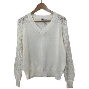 NWT 27 Miles Malibu Minah V Neck Sweater in Chalk Size XS